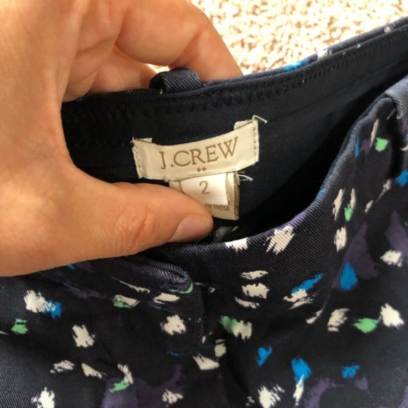 JCrew Printed Cropped Tencel Pants Career Navy - Picture 9 of 9
